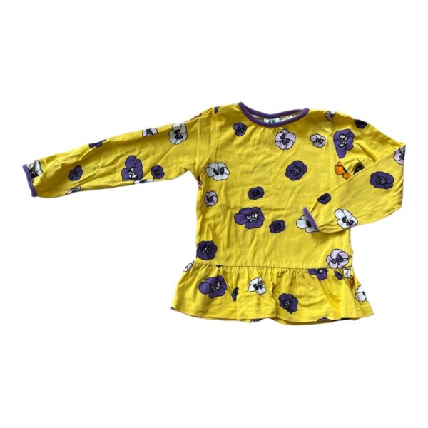 Preloved Smafolk ♥ Gele tuniek/shirt viooltjes maat 98/104